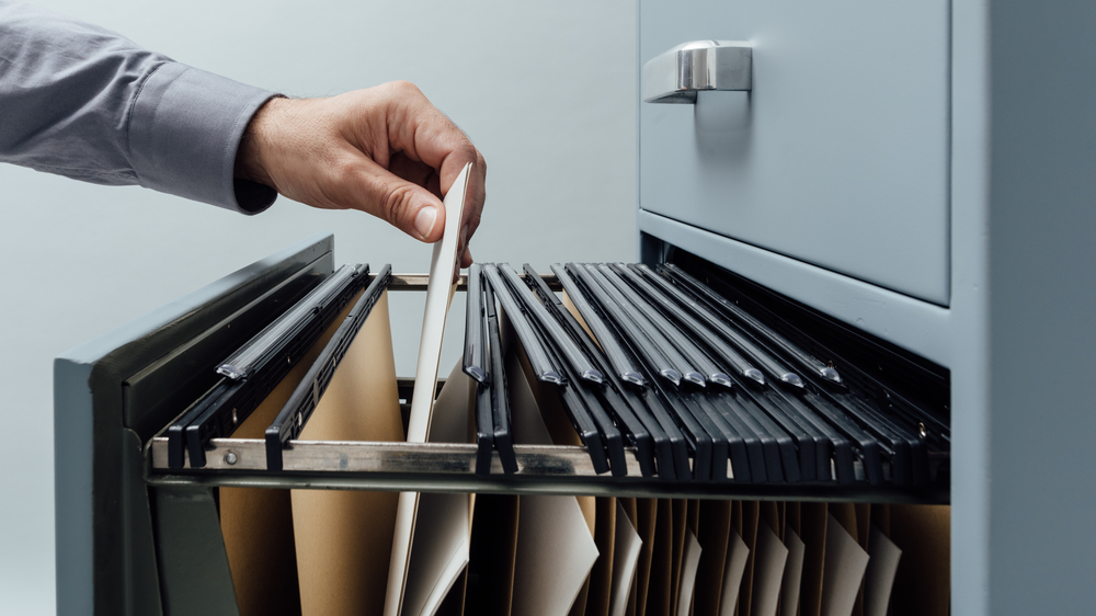 paper files in storage