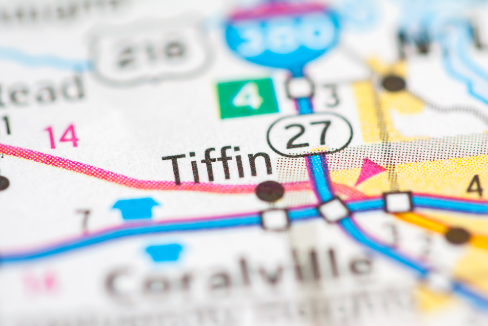 the word tiffin printed on a map
