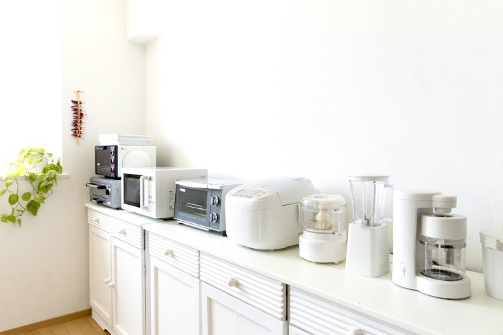 white small appliances on counter