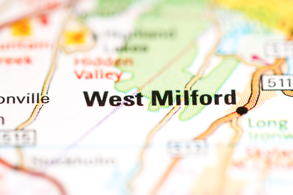 The words West Milford printed on a map