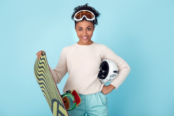 african american woman in skiing attire