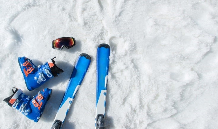 skiis and boots on snow